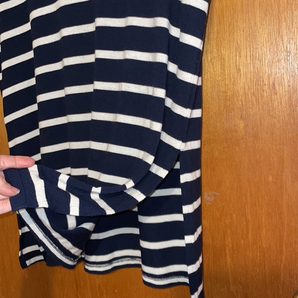 •CATHERINE MALANDRINO•NAVY & WHITE STRIPE OVERSIZED SHORT SLEEVE TUNIC TOP SMALL - Picture 6 of 6